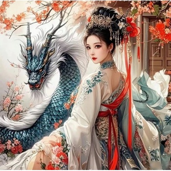 Norimpex - Puzzle Diamant painting: Girl with a dragon 30x40cm - 1 - 39 piese