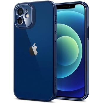 Spigen Optik Crystal Case - тънък силиконов (TPU) калъф за iPhone 12 (син-прозрачен)