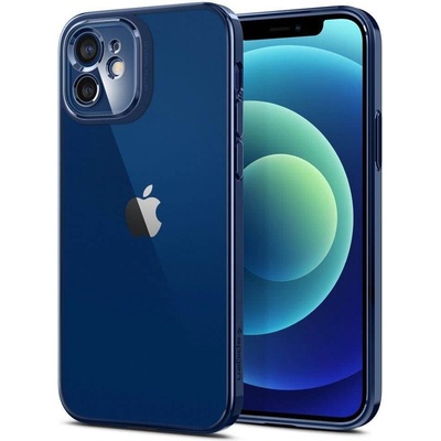 Spigen Optik Crystal Case - тънък силиконов (TPU) калъф за iPhone 12 (син-прозрачен)