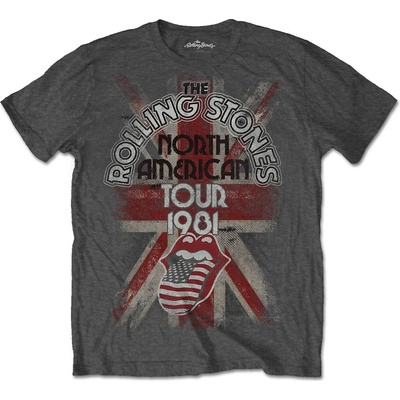 The Rolling Stones tričko North American Tour 1981 šedé