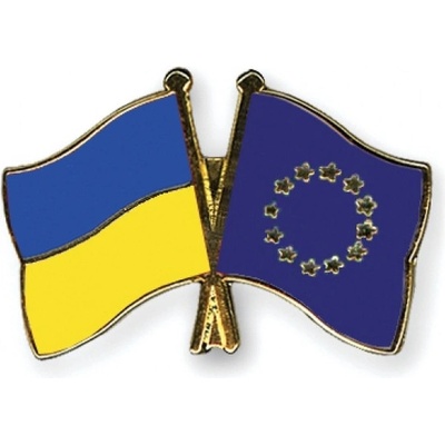 Odznak (pins) 22mm vlajka Ukrajina + EÚ - farebný