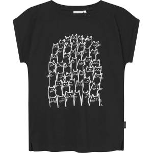 DEDICATED Дамска тениска DEDICATED Women's T-Shirt Visby Cat Crowd T-shirt - Black (916-2822-0113)