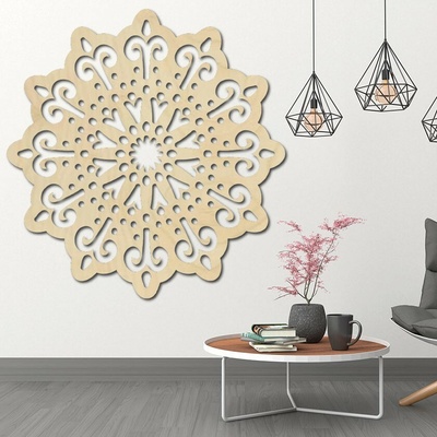 Mandala obraz na zeď – Dekor s duchovní hloubkou - BELFON: Přírodní překližka - Topol přírodní Rozměr 20 cm 3829-40099 PR0223 HEU+