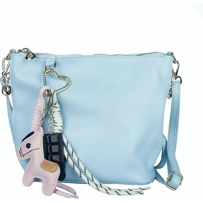 Luka Malá/střední světlemodrá kožená crossbody kabelka no. 110
