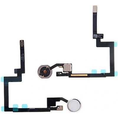 AppleMix Obvod tlačidla Domov + pripojovací flex + tlačidlo Domov pre Apple iPad mini 3 - Biely so strieborným tlačidlom