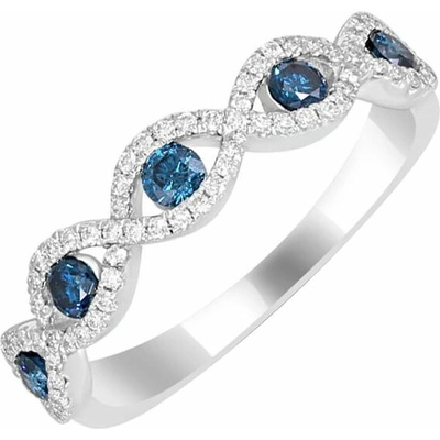 Eppi zlatý eternity prsten s modrými a bílými diamanty Sanvi R33278