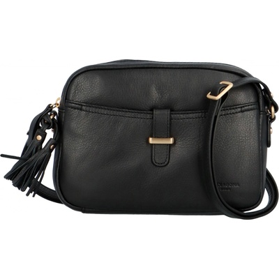 Hexagona dámska kožená crossbody kabelka Dornie čierna