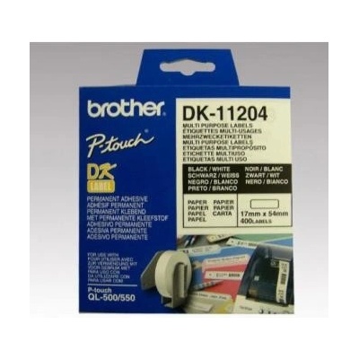 Brother papierové štítky 17mm x 54mm, biela, 400 ks, DK11204, pre tlačiarne rady QL