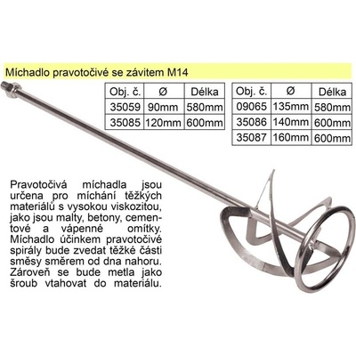 FESTA Míchadlo pravotočivé se závitem 160 x 600 mm