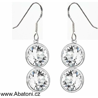 Swarovski Elements Rivoli vlepený krystal stříbrné náušnice bimbací visací bílé kulaté 31269.1 Crystal bílá čirá křišťálová