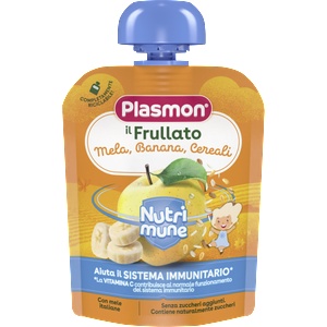 Plasmon Плодова закуска Нутримюн ябълка, банан и мюсли 6м+ 85г - topcho-online
