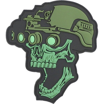 101 Inc. Company Nášivka na suchý zip Night vision skull green (plast 3D) - oliva (101 INC)