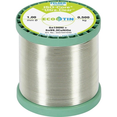 Felder ISO-Core Ultra-Clear Sn100Ni+ bezolovnatý pájecí cín cívka Sn99,25Cu0,7Ni0,05 0.500 kg 1 mm