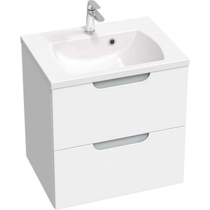 RAVAK Classic II - Шкаф за умивалник 59x45x58 см, 2 чекмеджета, лъскаво бяло/сиво X000001477 (X000001477)