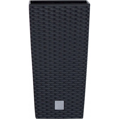 Prosperplast Květináč ratanový s vložkou vysoký Rato square 17x17 cm objem 7,2 L antracit – Hledejceny.cz
