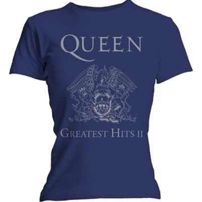 Queen Greatest Hits II (Skinny Fit) Blue L Дамски Риза (QUTS10LBL03)