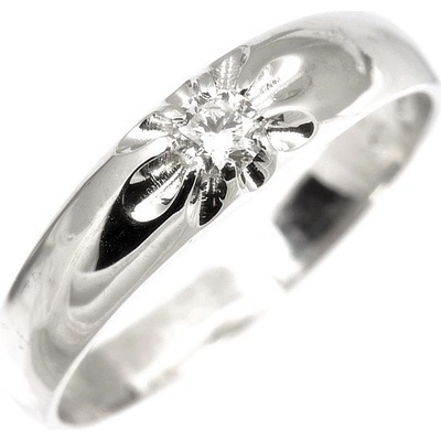 Šperky-NM Zlatý prsten s diamantem v bílém zlatě 982