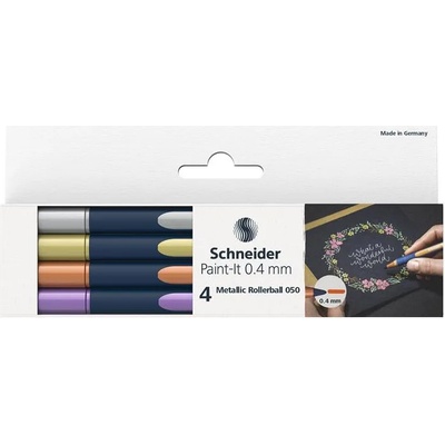 Schneider Комплект металически химикалки, 0, 4 мм, SCHNEIDER "Paint-It 050", 4 различни цвята ML05011501 (ML05011501)