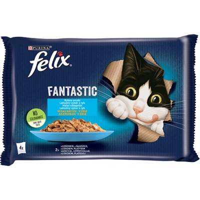 FELIX Fish Flavours в желе със сьомга и камбала 4x85g