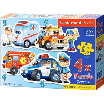 Image 1 of Castorland - Puzzle 4v1 Rescue Services - 1 - 39 piese