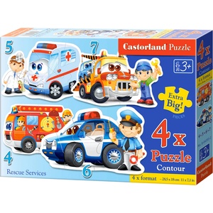 Castorland - Puzzle 4v1 Rescue Services - 1 - 39 piese
