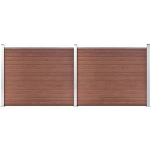 vidaXL Комплект оградни панели, WPC, 353x146 см, кафяв (3070451)