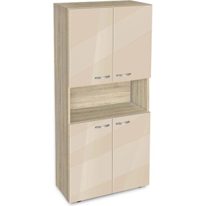 Bogdan Furniture G Етажерка BM-Ava-5 с четири вратички, крем гланц със сонома
