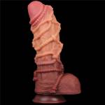 Lovetoy Dual Layered Platinum Silicone Cock with Rope Curved 10.5
