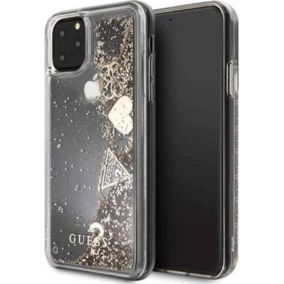 GUESS Glitter Hard Case - дизайнерски кейс с висока защита за iPhone 11 Pro Max (златист)