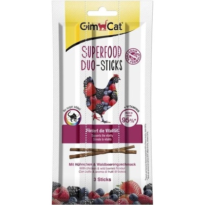 GimCat Superfood Duo-Sticks Саламени пръчици с пилешко месо и горски плодове 3 бр