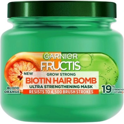 Garnier Fructis Grow Strong Biotin Hair Bomb - Укрепваща маска за тънка и късаща се коса 320мл