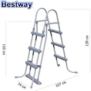 Bestway Стълба за басейни с височина до 107 см, Bestway 58330 Flowclear, 139x74x107см (58330)