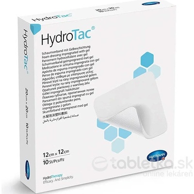 HydroTac krytie na rany penové hydropolymérové impregnované gelom 12,5 x 12,5 cm 10 ks