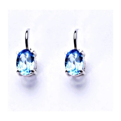 Čištín Stříbrné náušnice přírodní topaz swiss 7x5 mm - NK 1246