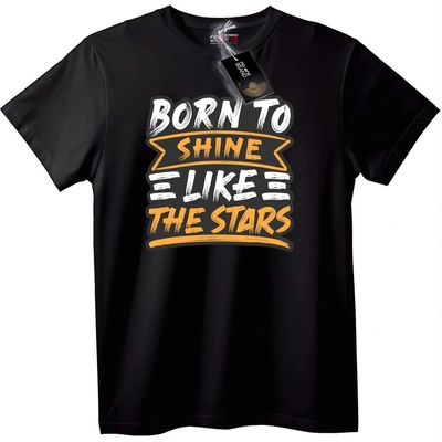 NOONEBRAND Тениска Роден да сияя като звездите - 2XL, Black