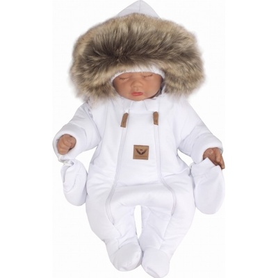 Z&Z Zimná kombinéza s dvojitým zipsom, kapucňou a kožušinou rukavičky Angel sivý
