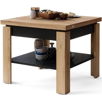 Mazzoni Разтегателна маса lia с рафт, дъб крафт/черна, за конфер. и хранене (mz0028)