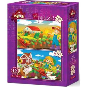 Art Puzzle Детски пъзел Art Puzzle 2 в 1 - The Farmer Girl (5582) - ozone