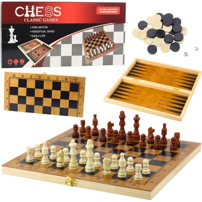 mamido Drevená 3v1 Šach Dáma Backgammon