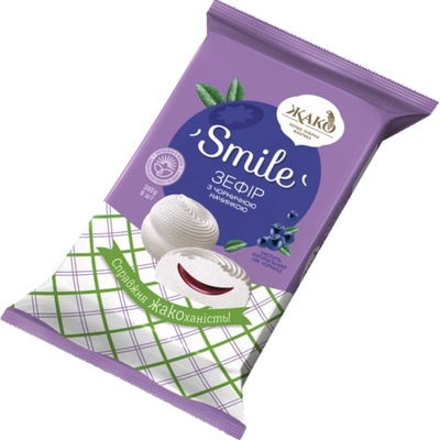 Zefir JACO SMILE marshmallow s borůvkovou náplní 300 g