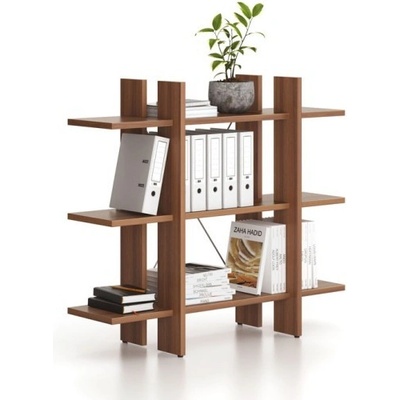 Kancelářský regál nízký krátký SOLID, 1250 x 400 x 1075 mm, ořech