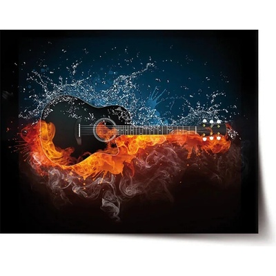 Sablio Plagát Ohnivá gitara - 90x60 cm