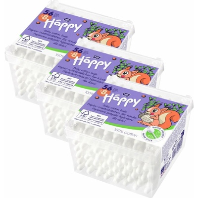 Bella Baby Happy Vatové tyčinky s papierovou tyčinkou 3 x 64 ks