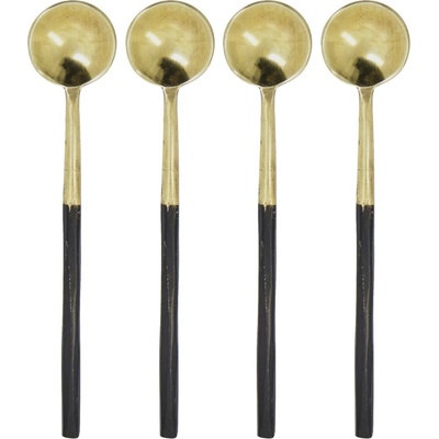 House Doctor Dlouhá lžička Antique Brass set 4 ks černá barva zlatá barva kov