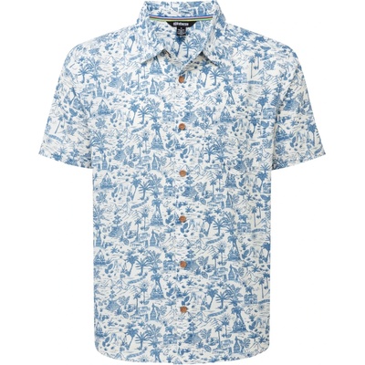 Sherpa Мъжка риза с копчета Sherpa Ravi S/S Shirt - Katha White / Blue - размер M (033-3235-0112)