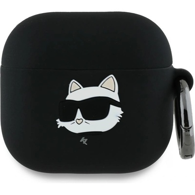 Karl Lagerfeld Калъф за Apple AirPods 4 - Karl Lagerfeld Silicone Choupette Head 3D (KLA4RUNCHK) - черен