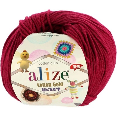 Alize Cotton Gold Hobby New 390 tmavo červená