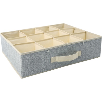 MSV prodyšný zásuvkový box, s 12 přihrádkami, šedý, polypropylen, 45 x 36 x 12 cm (652MSV)