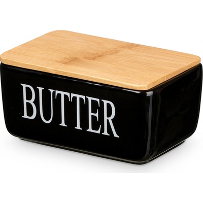 Kinvara Keramická máslenka s nápisem BUTTER, 10 x 16,5 x 8,5 cm, černá černá – Zboží Mobilmania