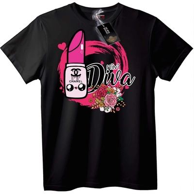 NOONEBRAND Тениска Мини Дива Червило - 2XL, Black